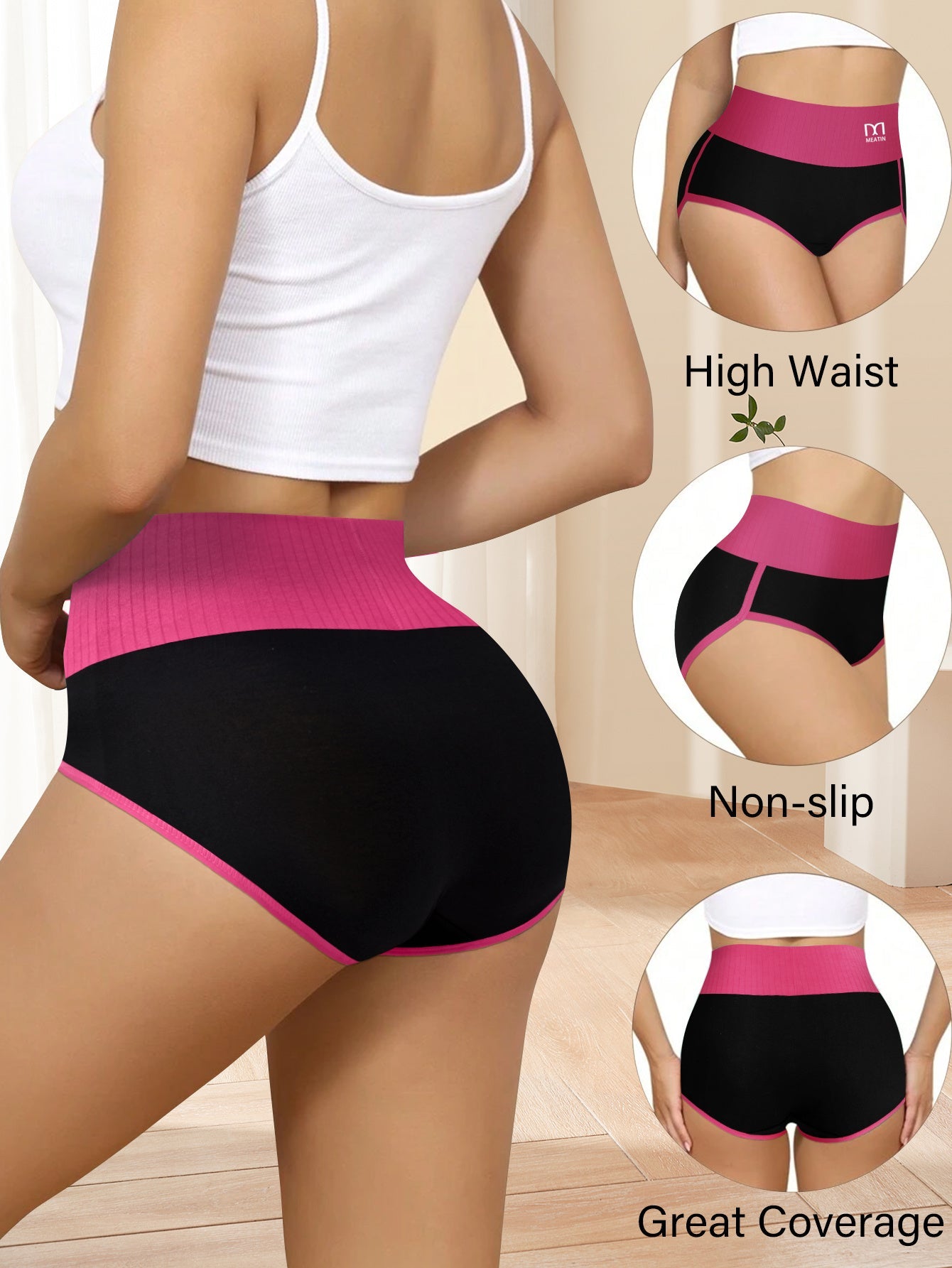 Women's 10-Pack High-Waist Seamless Briefs - Soft Plus Size Daily Comfort Mixed colors detail view