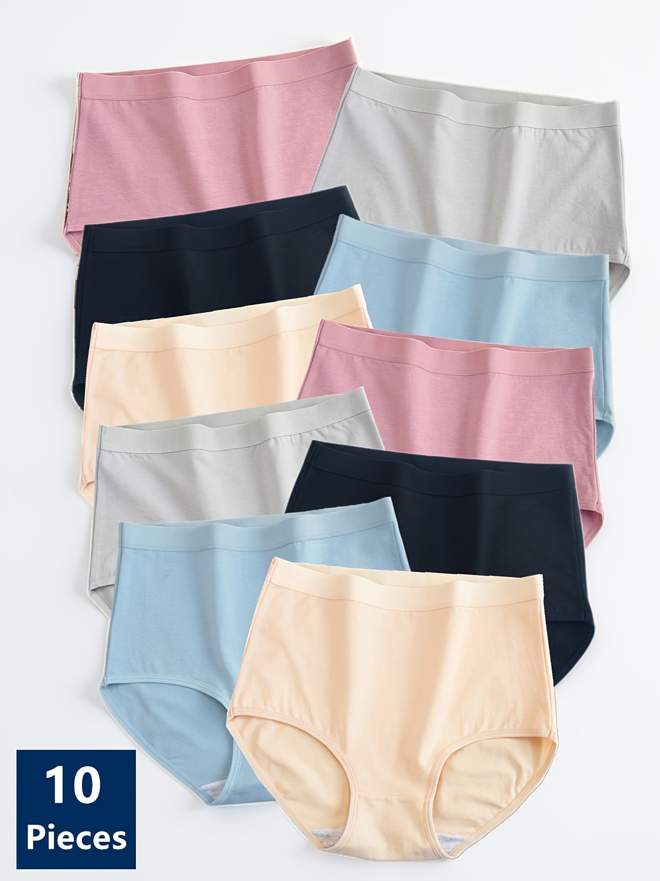 Women's 10-Pack High-Waist Seamless Briefs - Solid Color Daily Comfort – view 9