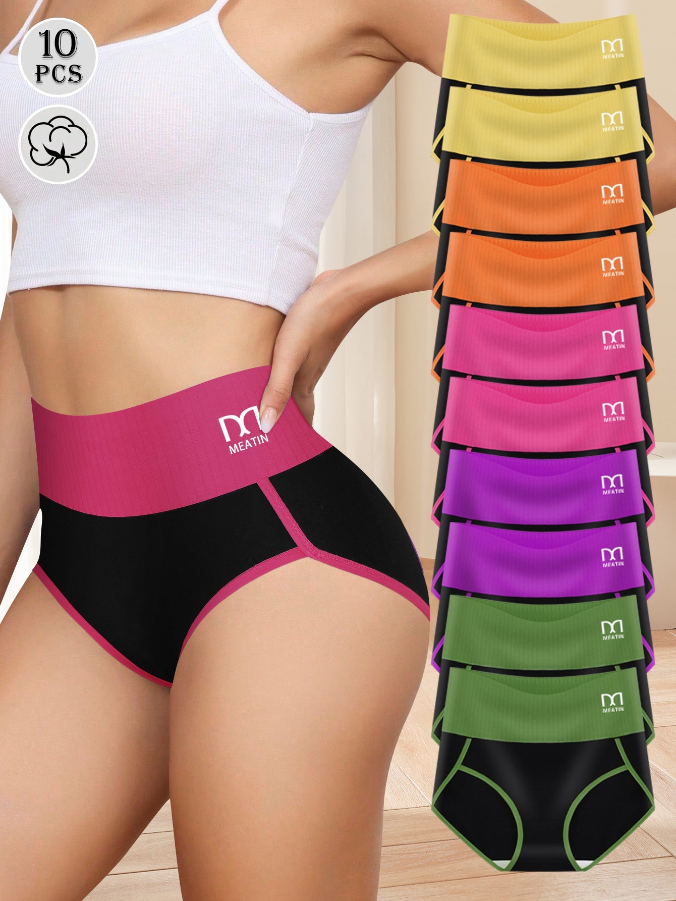 Women’s 10-Pack High-Waist Shapewear Briefs - Tummy Control Support – Mixed colors High-Waist – view 6