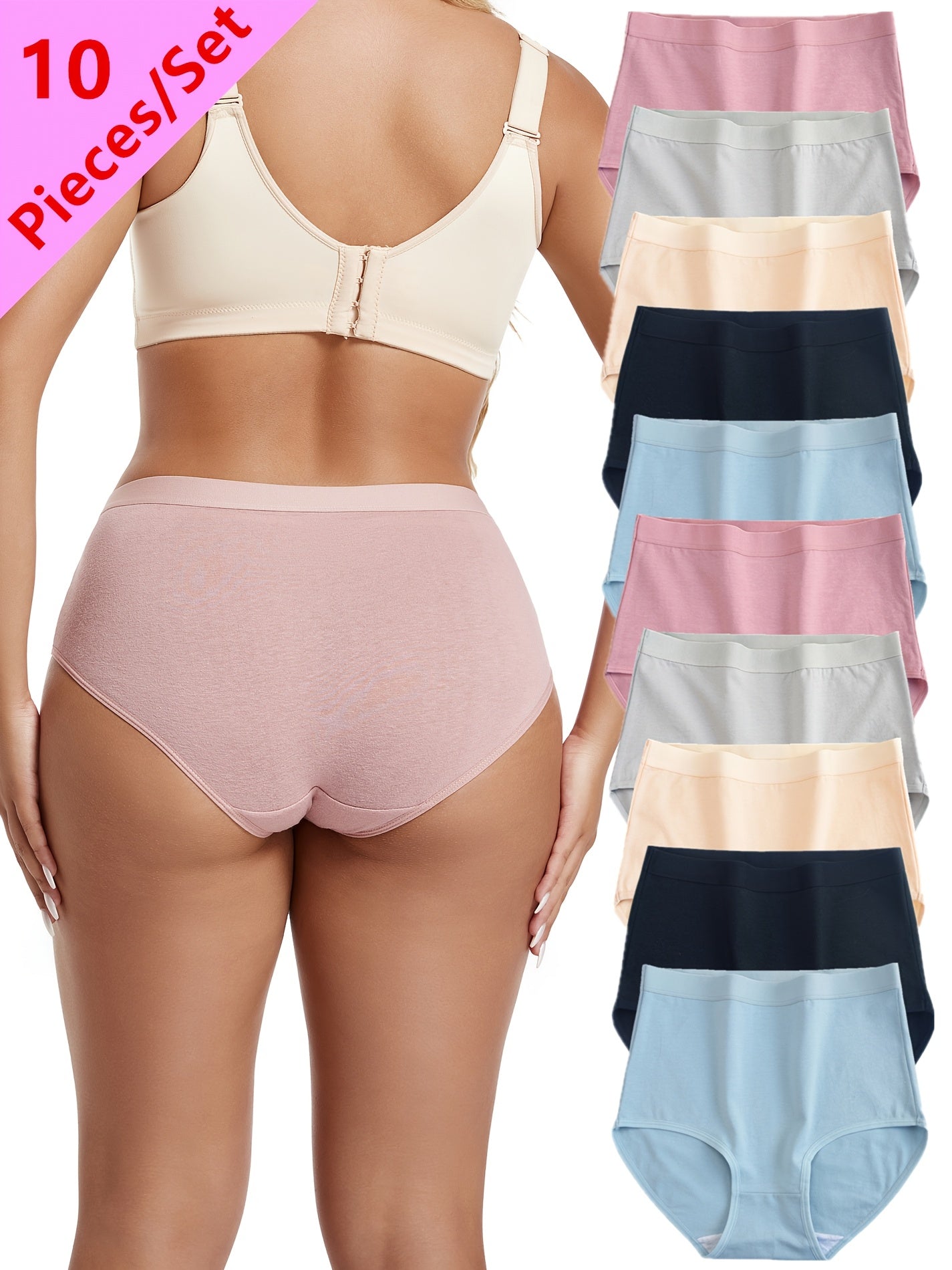 Women’s 10-Pack High-Waist Shapewear Briefs - Tummy Control Support – Mixed colors Knit – main product image