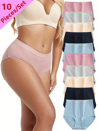 Women’s 10-Pack High-Waist Shapewear Briefs - Tummy Control Support – Mixed colors Knit – view 4