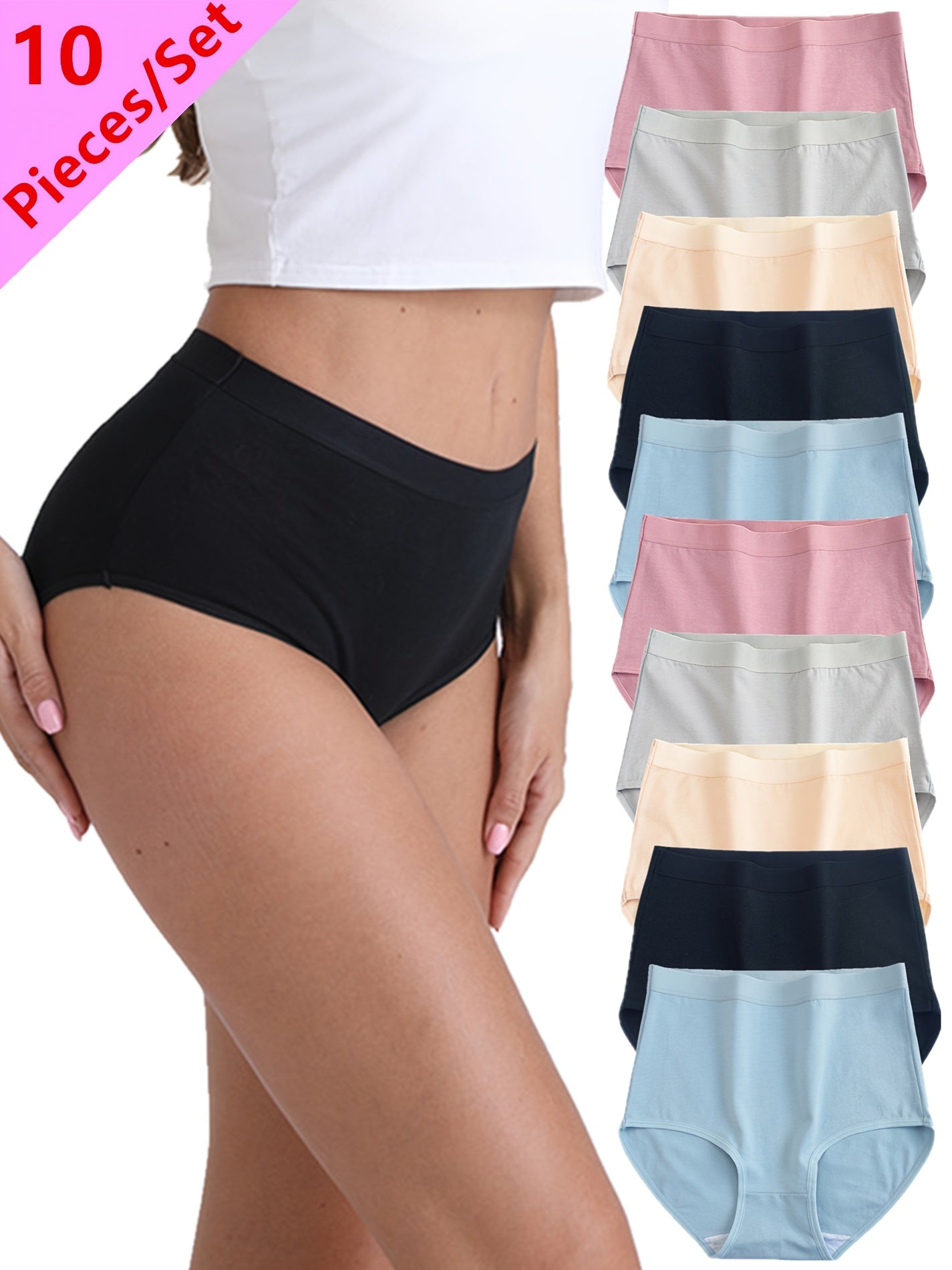 Women’s 10-Pack High-Waist Shapewear Briefs - Tummy Control Support – Mixed colors Knit – view 9