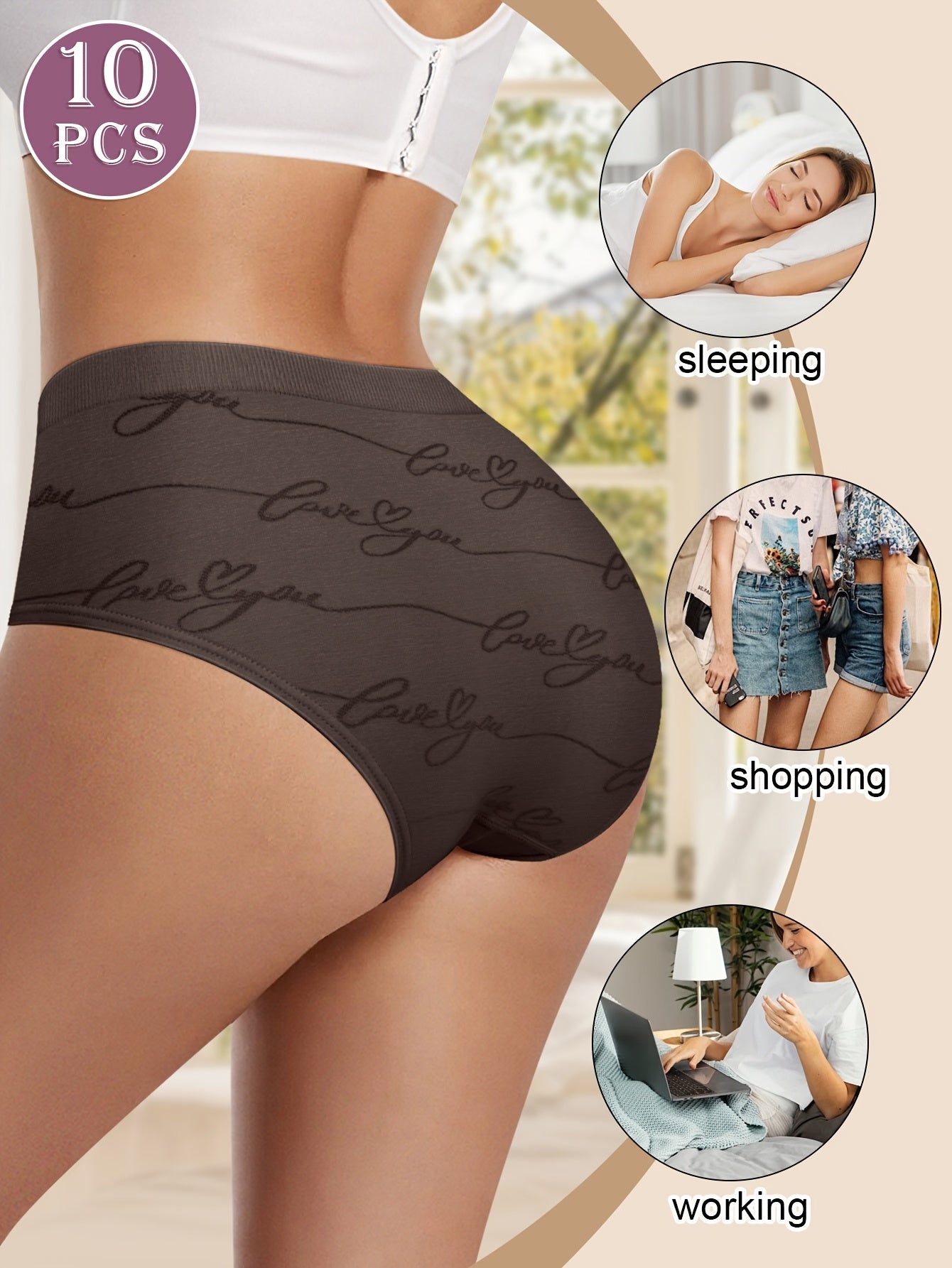 Women's 10-Pack Low-Rise Seamless Briefs - Butterfly Print Everyday Comfort – view 5