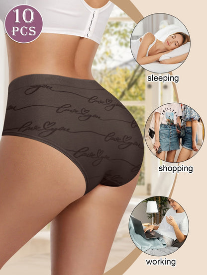 Women's 10-Pack Low-Rise Seamless Briefs - Butterfly Print Everyday Comfort – view 5