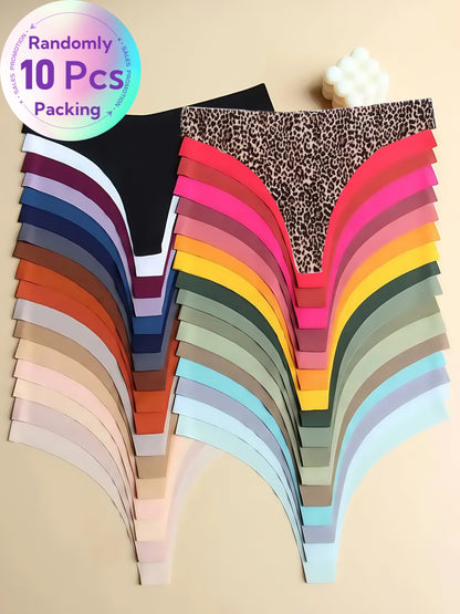 Women's 10-Pack Low-Rise Seamless Thongs - Leopard Print Everyday Comfort – view 5