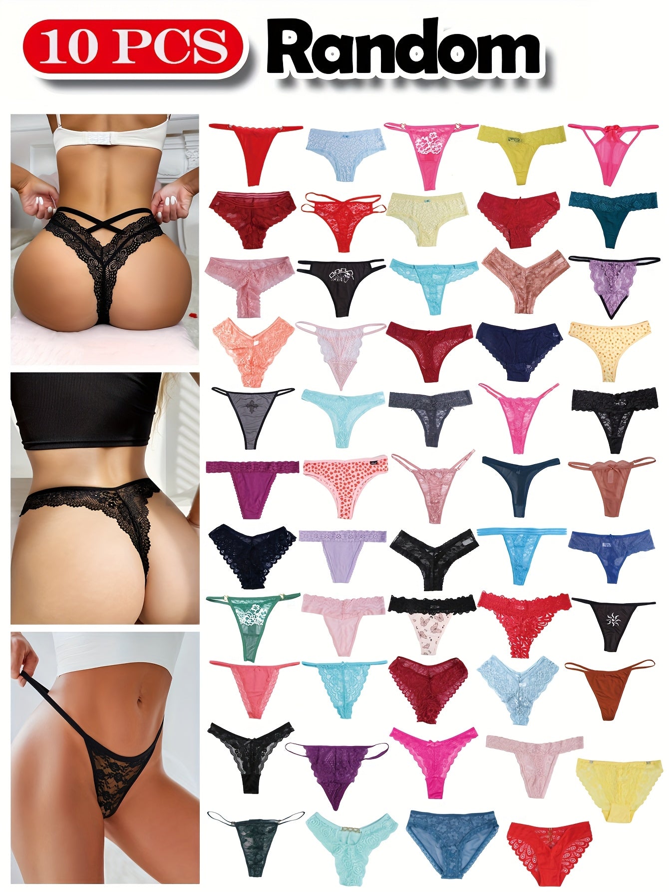 Women's 10-Pack Low-Rise Thongs - Lace Everyday Comfort – main product image
