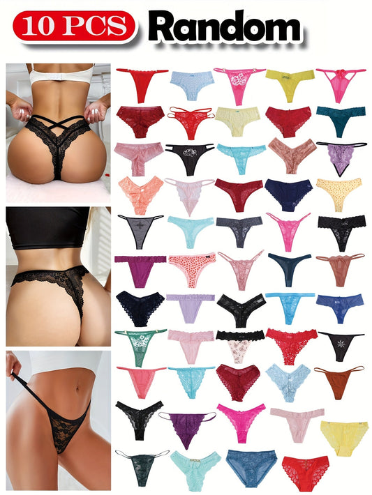 Women's 10-Pack Low-Rise Thongs - Lace Everyday Comfort – main product image