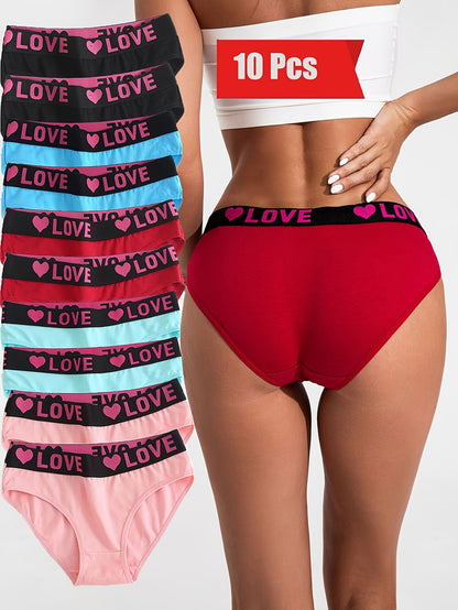Women's 10-Pack Mid-Rise Seamless Briefs - Heart Detail Daily Comfort – view 4