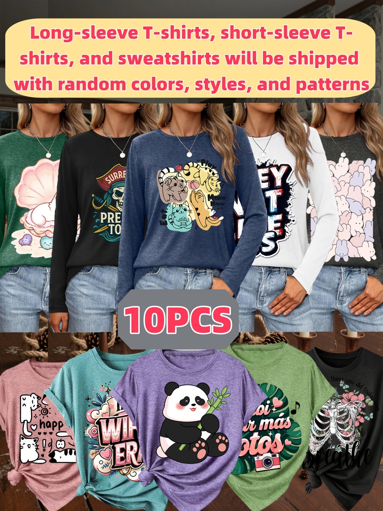 Women's 10-Pack Tops - Graphic Print detail view