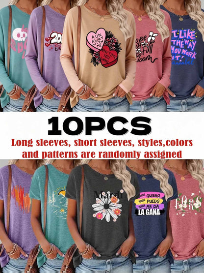 Women's 10-Pack Tops - Solid Color detail view