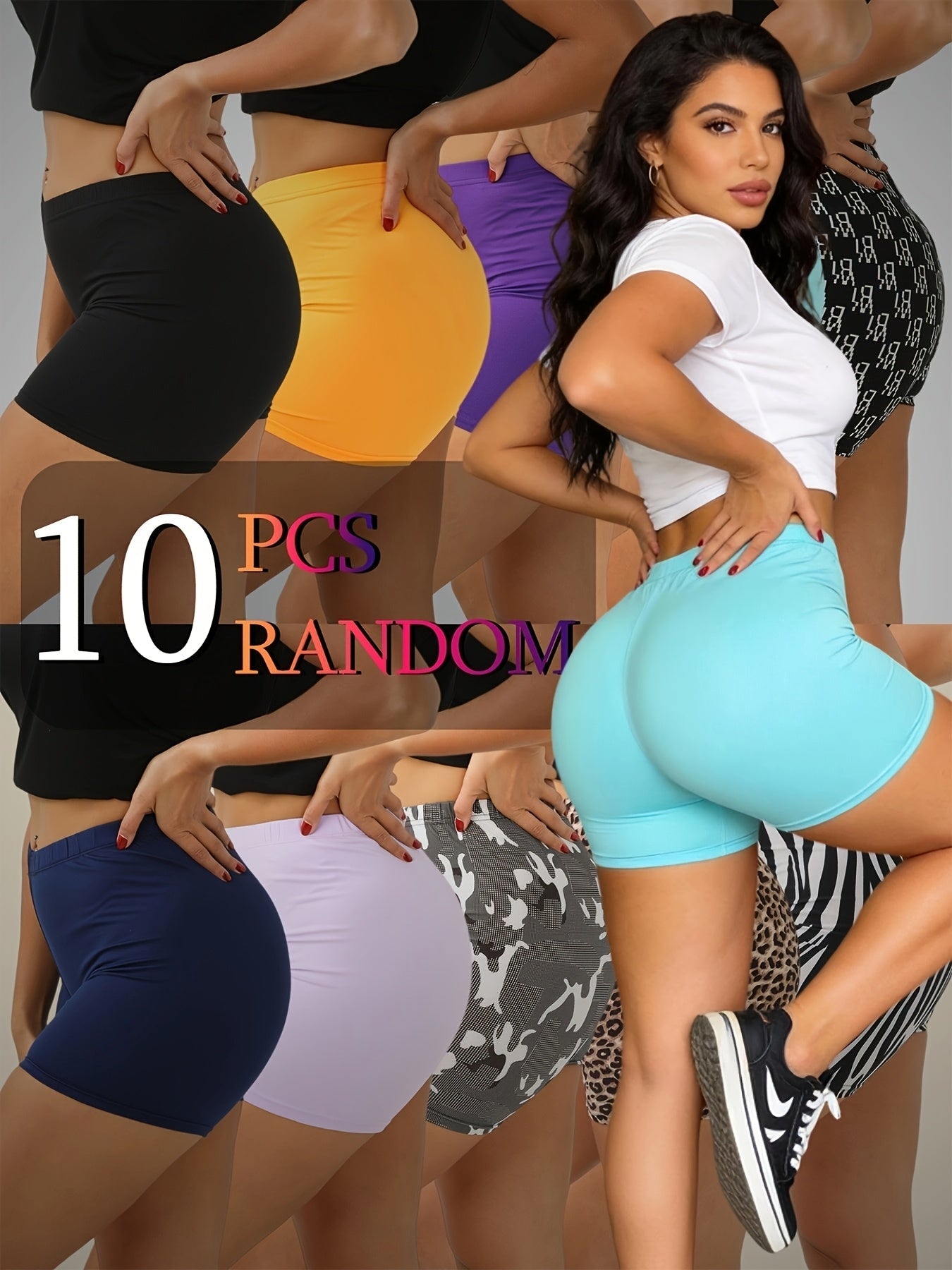 Women's 10-Pack Yoga Biker Shorts - Quick Dry detail view