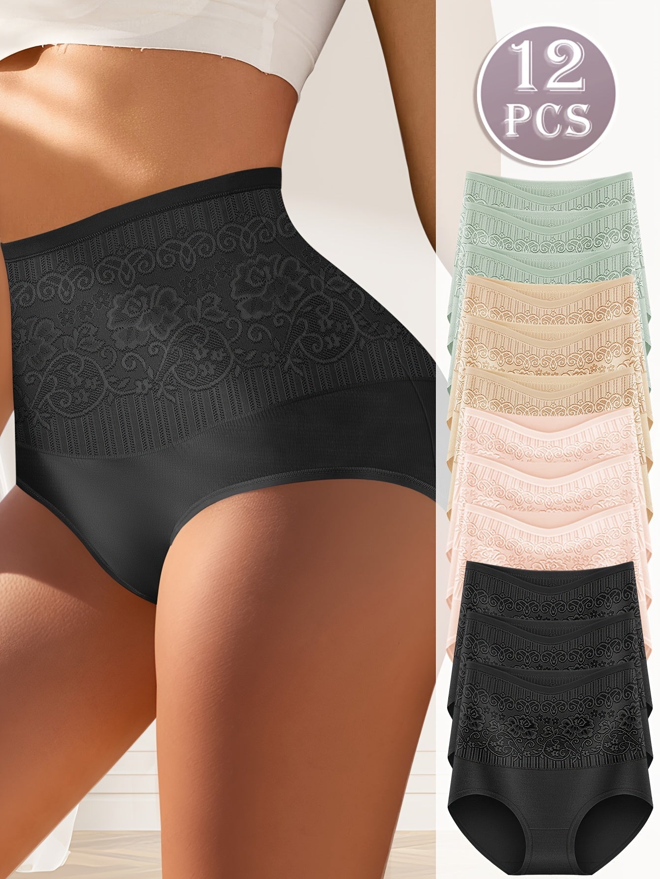 Women’s 12-Pack High-Waist Shapewear Briefs - Tummy Control Support – view 3
