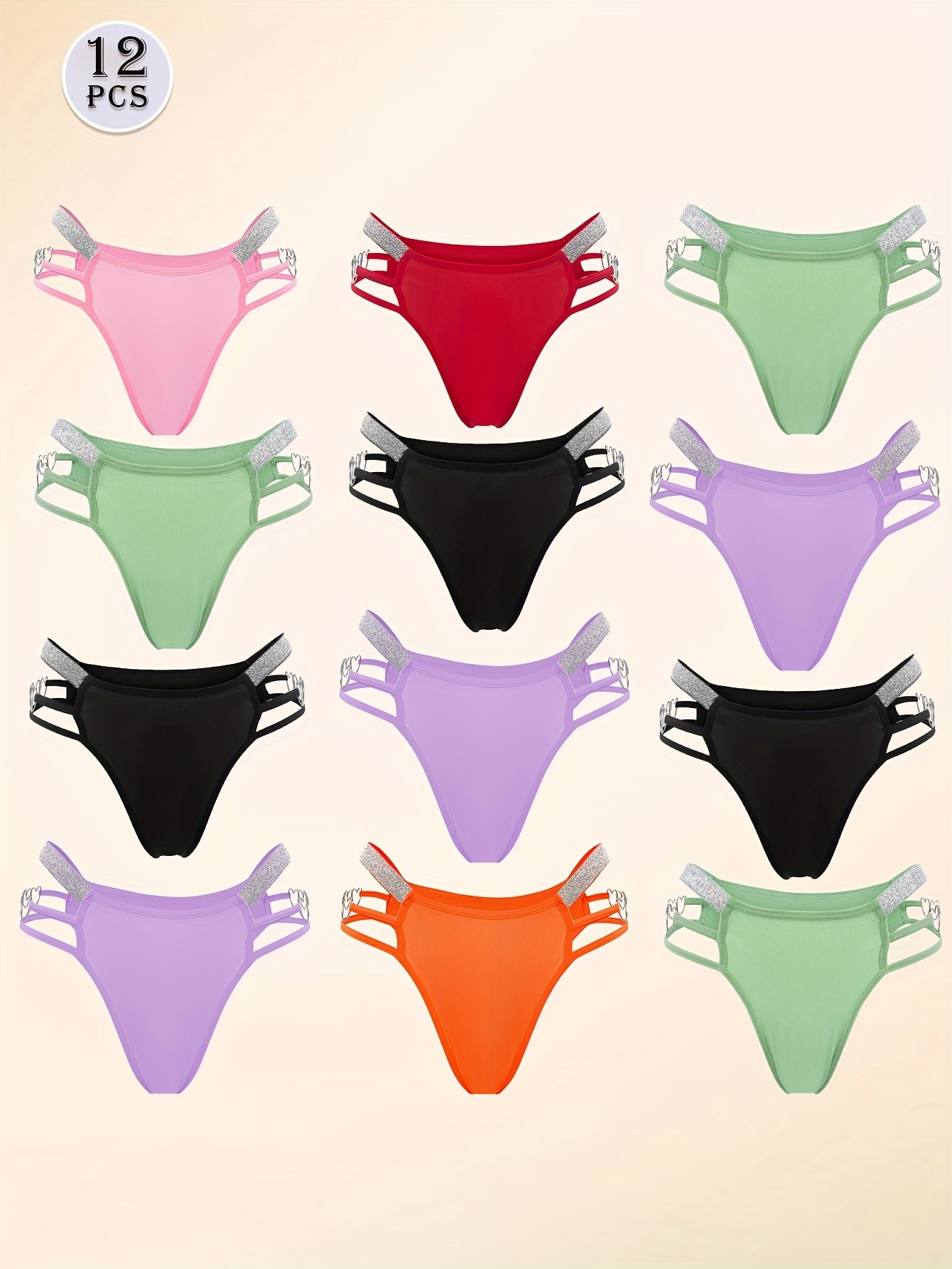 Women's 12-Pack Low-Rise Hipsters - Heart Detail Everyday Comfort – main product image