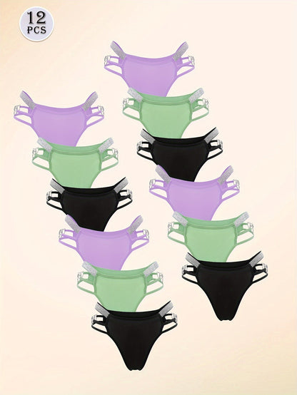 Women's 12-Pack Low-Rise Hipsters - Heart Detail Everyday Comfort – view 4