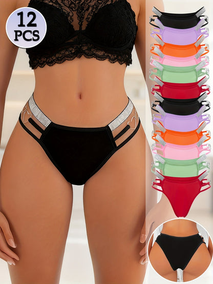 Women's 12-Pack Low-Rise Hipsters - Heart Detail Everyday Comfort – view 6