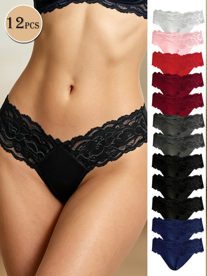 Women's 12-Pack Low-Rise Thongs - Floral Everyday Comfort – view 3