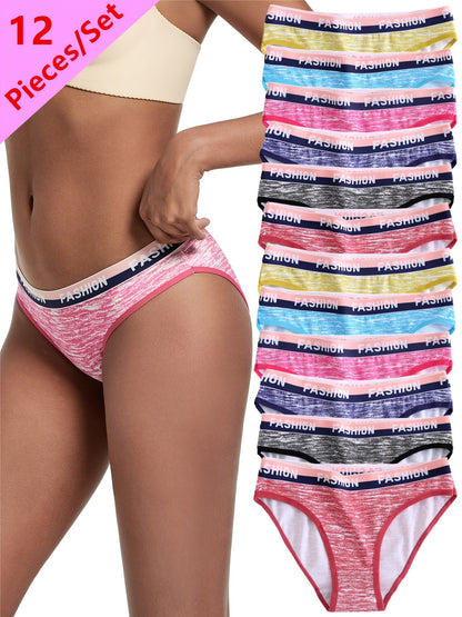Women’s 12-Pack Seamless Briefs - Smooth No-Show Fit – Mixed colors Printed – view 2