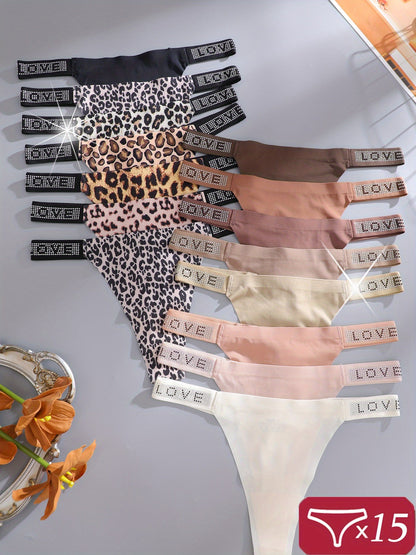 Women's 15-Pack Low-Rise Thongs - Leopard Print Daily Comfort – main product image