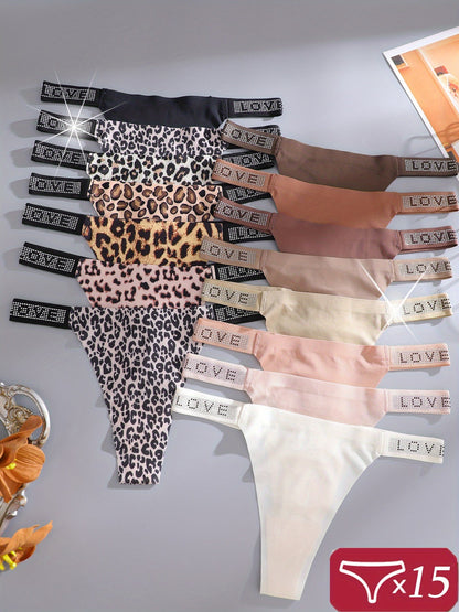 Women's 15-Pack Low-Rise Thongs - Leopard Print Daily Comfort – view 4