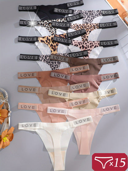 Women's 15-Pack Low-Rise Thongs - Leopard Print Daily Comfort – view 7