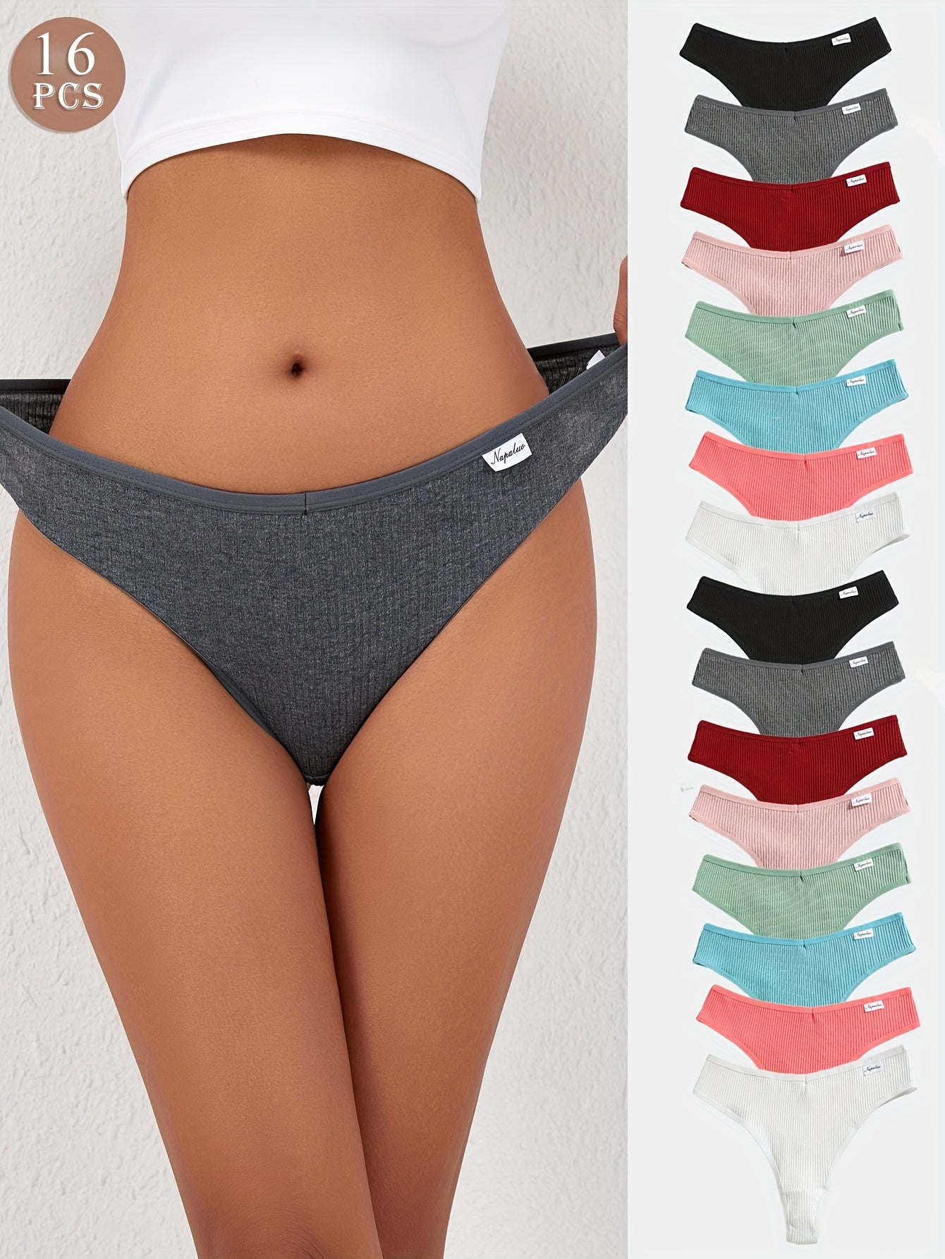 Women's 16-Pack Thongs - Solid Color Everyday Comfort – view 8
