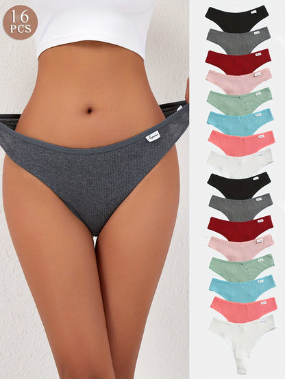 Women's 16-Pack Thongs - Solid Color Everyday Comfort – view 8