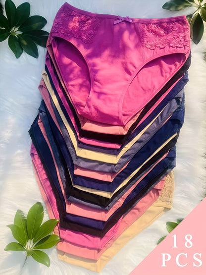 Women’s 18-Pack High-Waist Seamless Briefs - Lace Detail Comfort – main product image