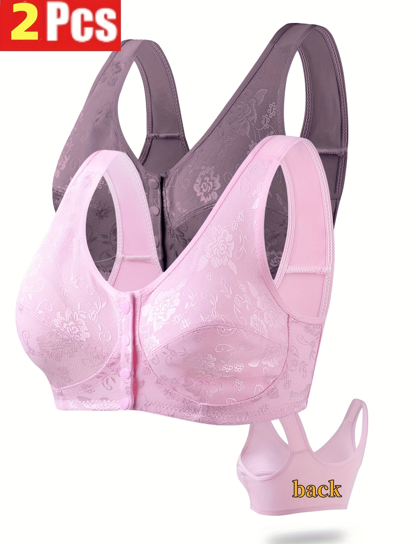 Women’s 2-Pack Front Closure Wireless Bra - Lace Detail Comfort detail view