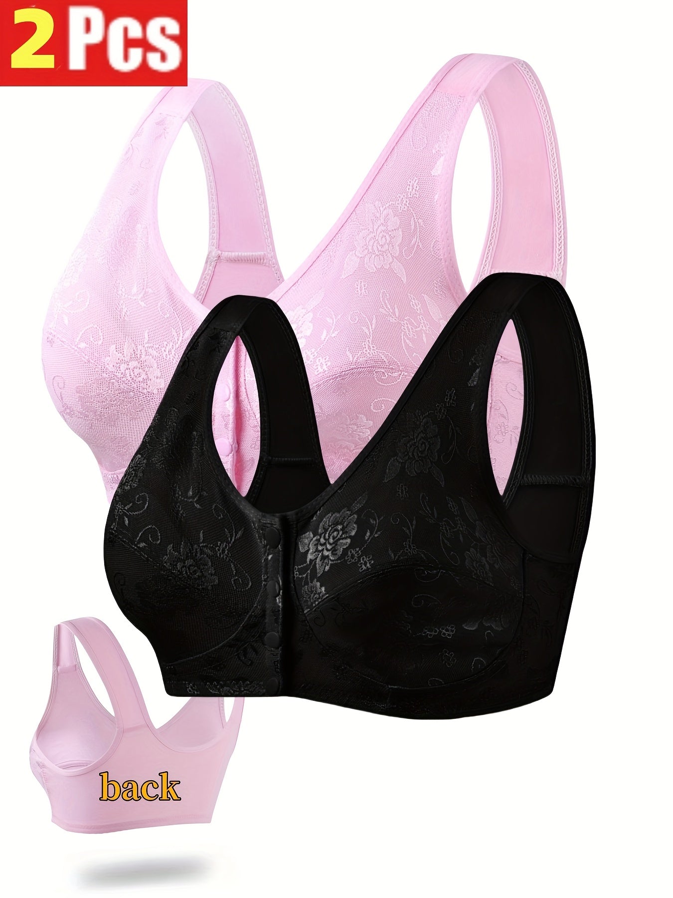 Women’s 2-Pack Front Closure Wireless Bra - Lace Detail Comfort detail view