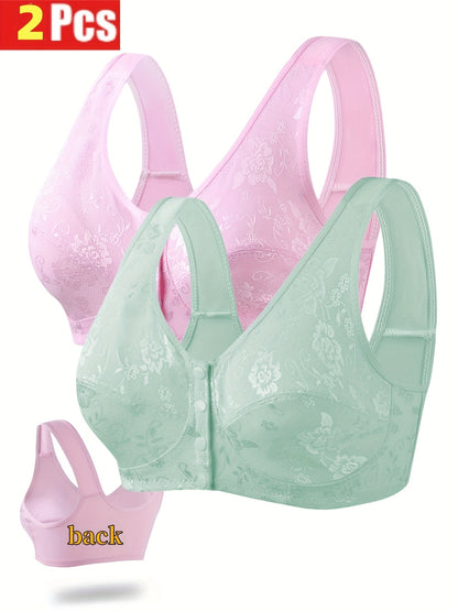 Women’s 2-Pack Front Closure Wireless Bra - Lace Detail Comfort detail view
