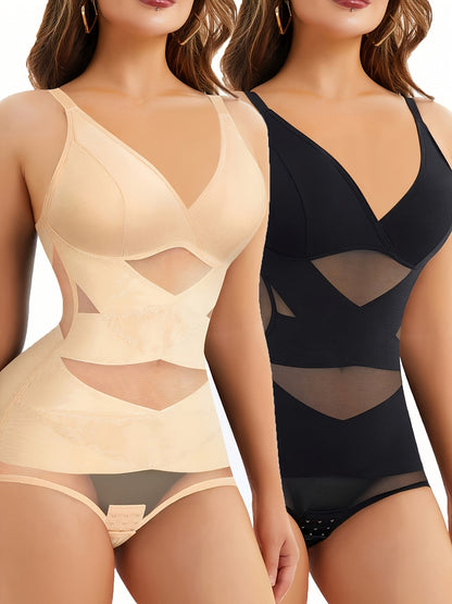 Women’s 2-Pack Shapewear Bodysuit - Tummy Control Support – Black – main product image