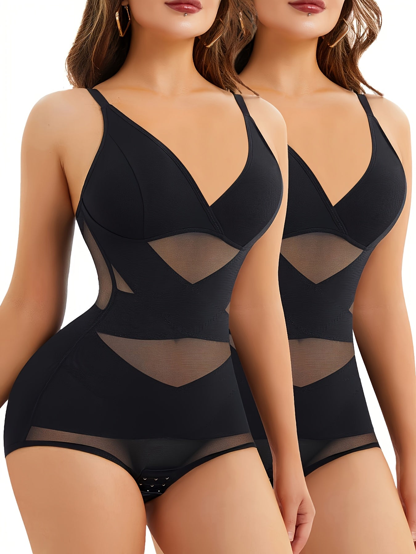 Women’s 2-Pack Shapewear Bodysuit - Tummy Control Support – Black – Black option – view 2