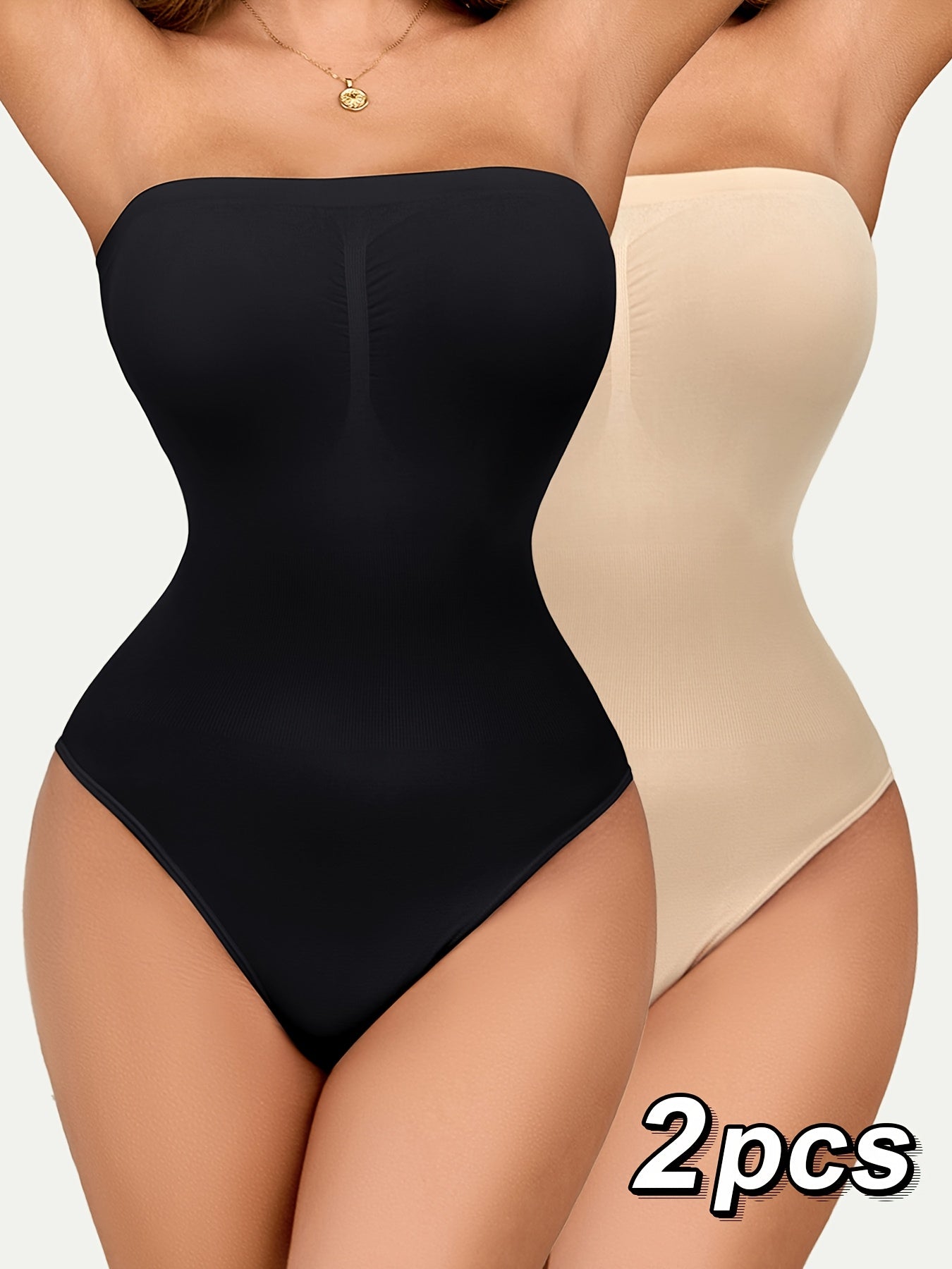 Women’s 2-Pack Shapewear Bodysuit - Tummy Control Support – Mixed colors Knit – view 9