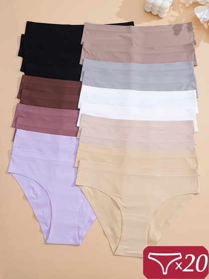 Women's 20-Pack Low-Rise Seamless Briefs - Solid Color Daily Comfort – main product image