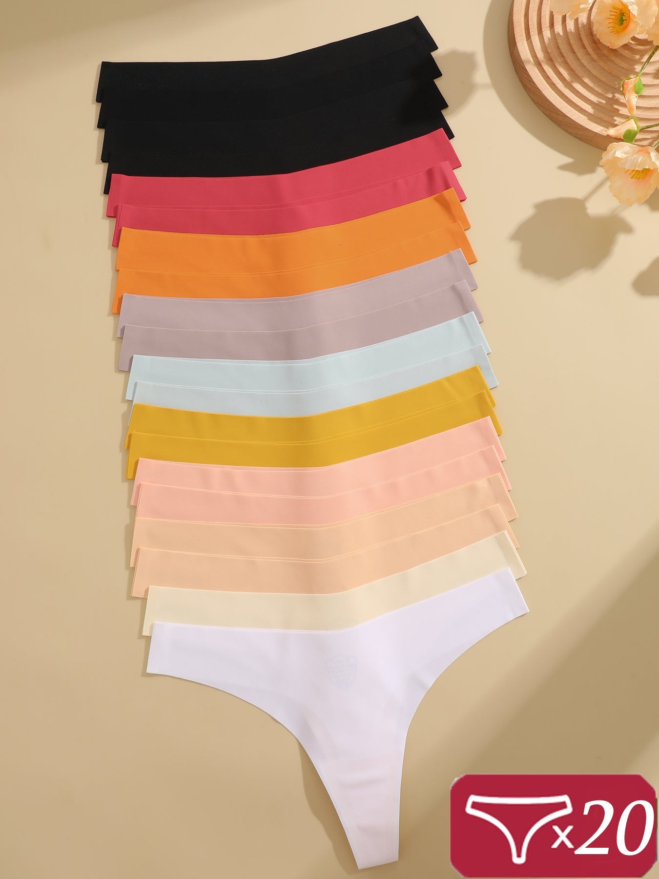 Women's 20-Pack Seamless Thongs - Solid Color Daily Comfort – view 3