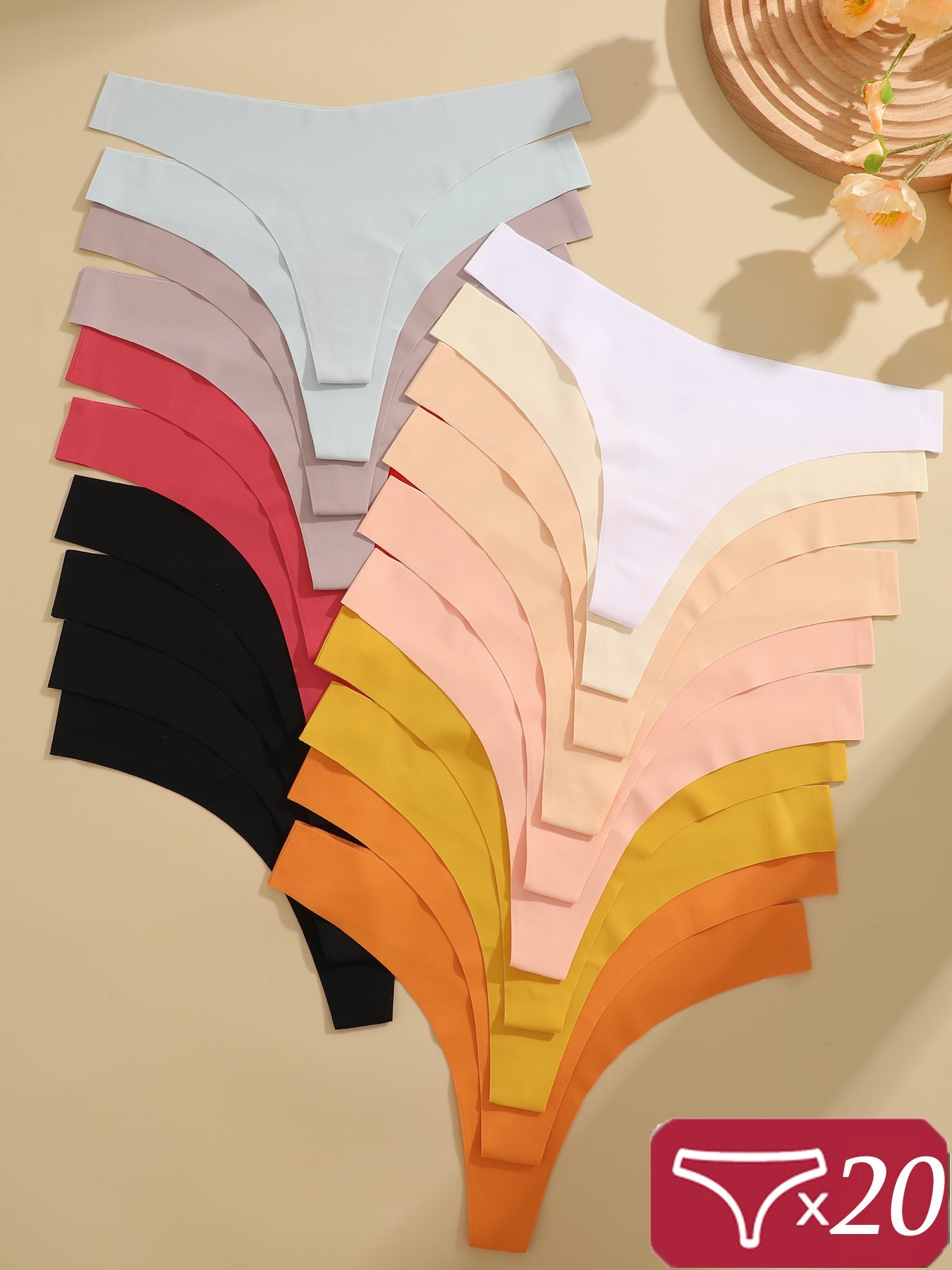 Women's 20-Pack Seamless Thongs - Solid Color Daily Comfort – view 6