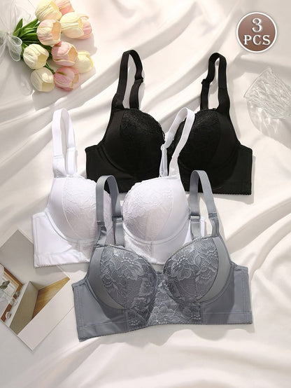 Women’s 3-Pack Bra - Lace Detail Comfort – Sizes EU 70A–EU 90C – view 3
