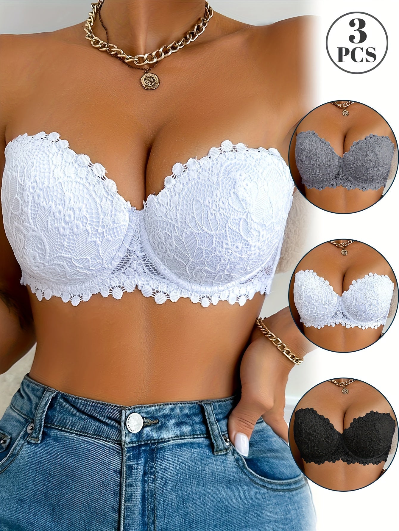 Women’s 3-Pack Bra - Lace Detail Comfort – Sizes EU 70B–EU 90C – view 8