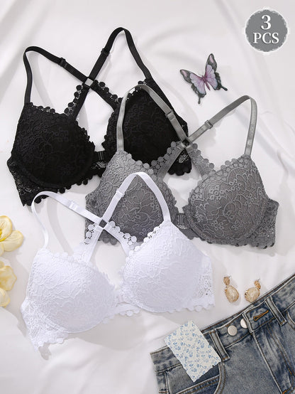 Women’s 3-Pack Front Closure Bra - Lace Detail Comfort – Sizes EU 70A–EU 90C – view 2