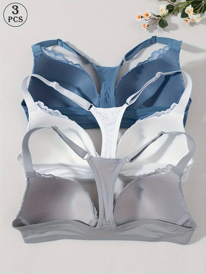 Women’s 3-Pack Front Closure Bra - Lace Detail Comfort – Sizes EU 70B–EU 90C – view 4