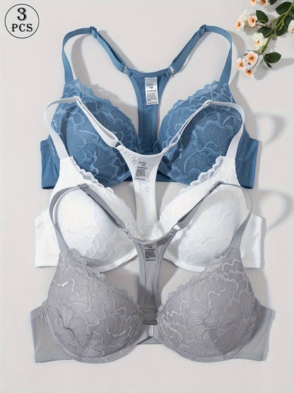 Women’s 3-Pack Front Closure Bra - Lace Detail Comfort – Sizes EU 70B–EU 90C – view 5
