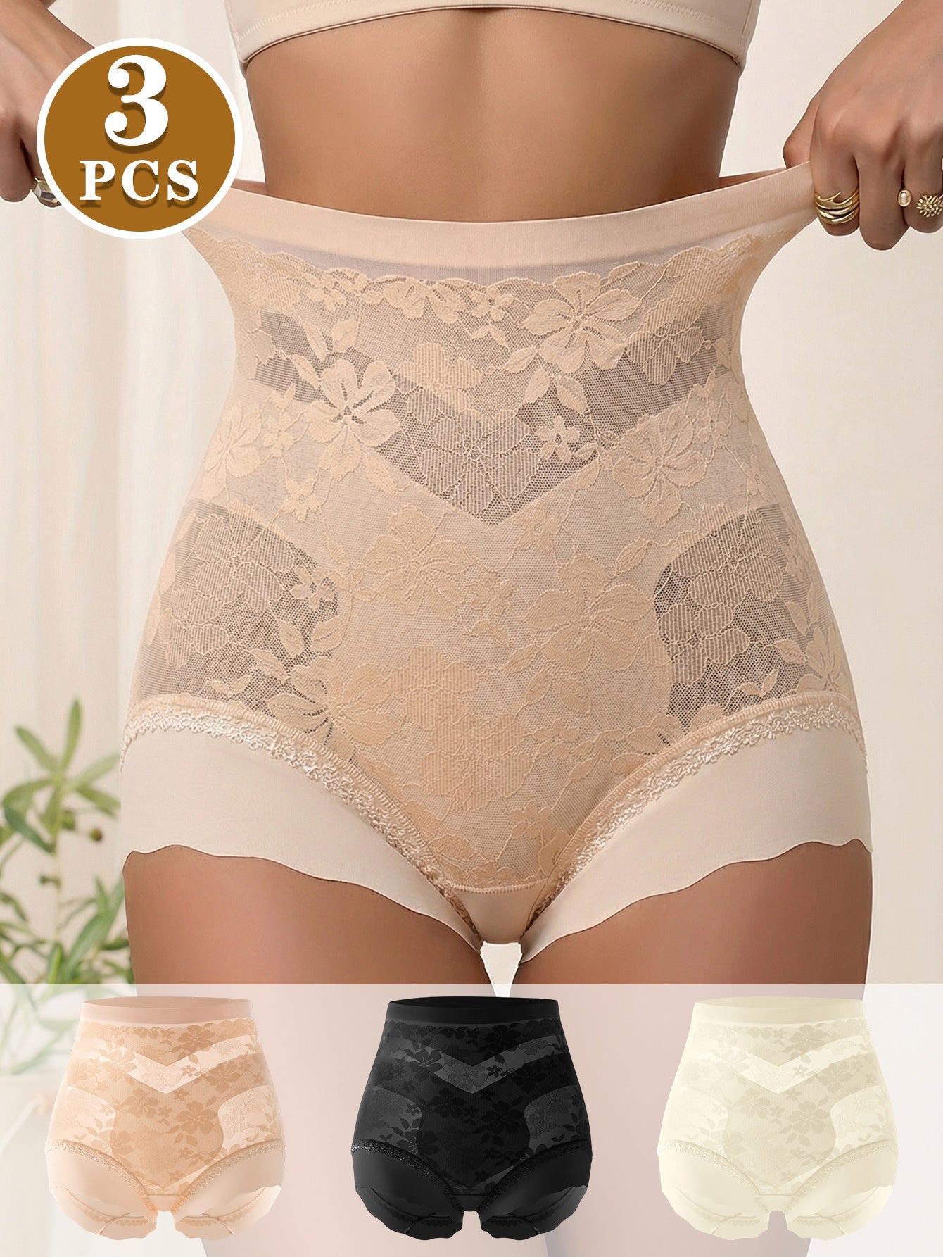 Women’s 3-Pack High-Waist Shapewear Briefs - Tummy Control Support – Colorway 41893 – main product image