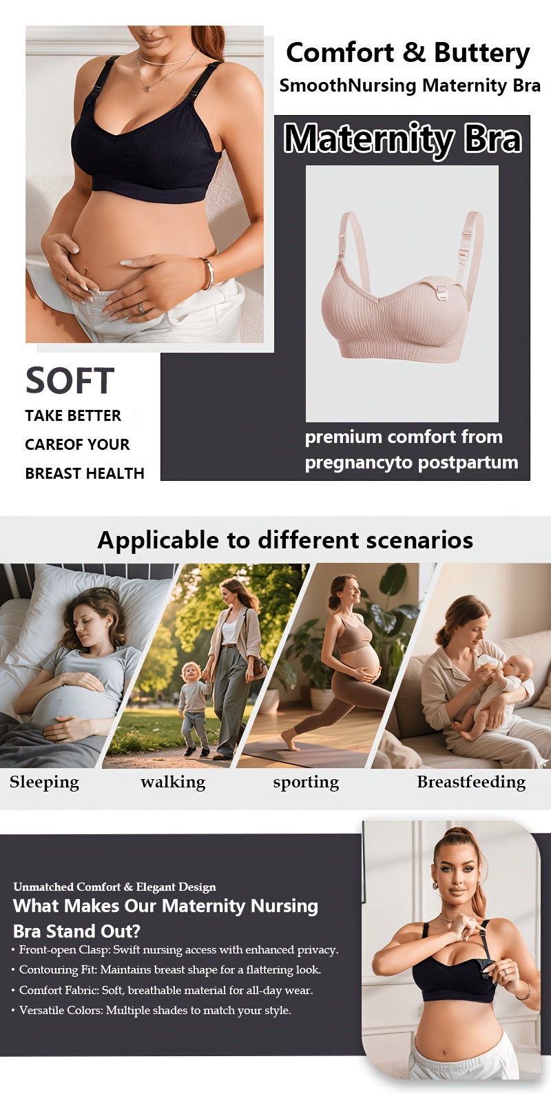 Women’s 3-Pack Nursing Bra - Breathable Daily Comfort detail view