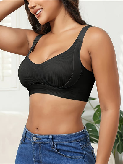 Women’s 3-Pack Wireless Bra - Soft Everyday Support – Multicolor Knit – view 2