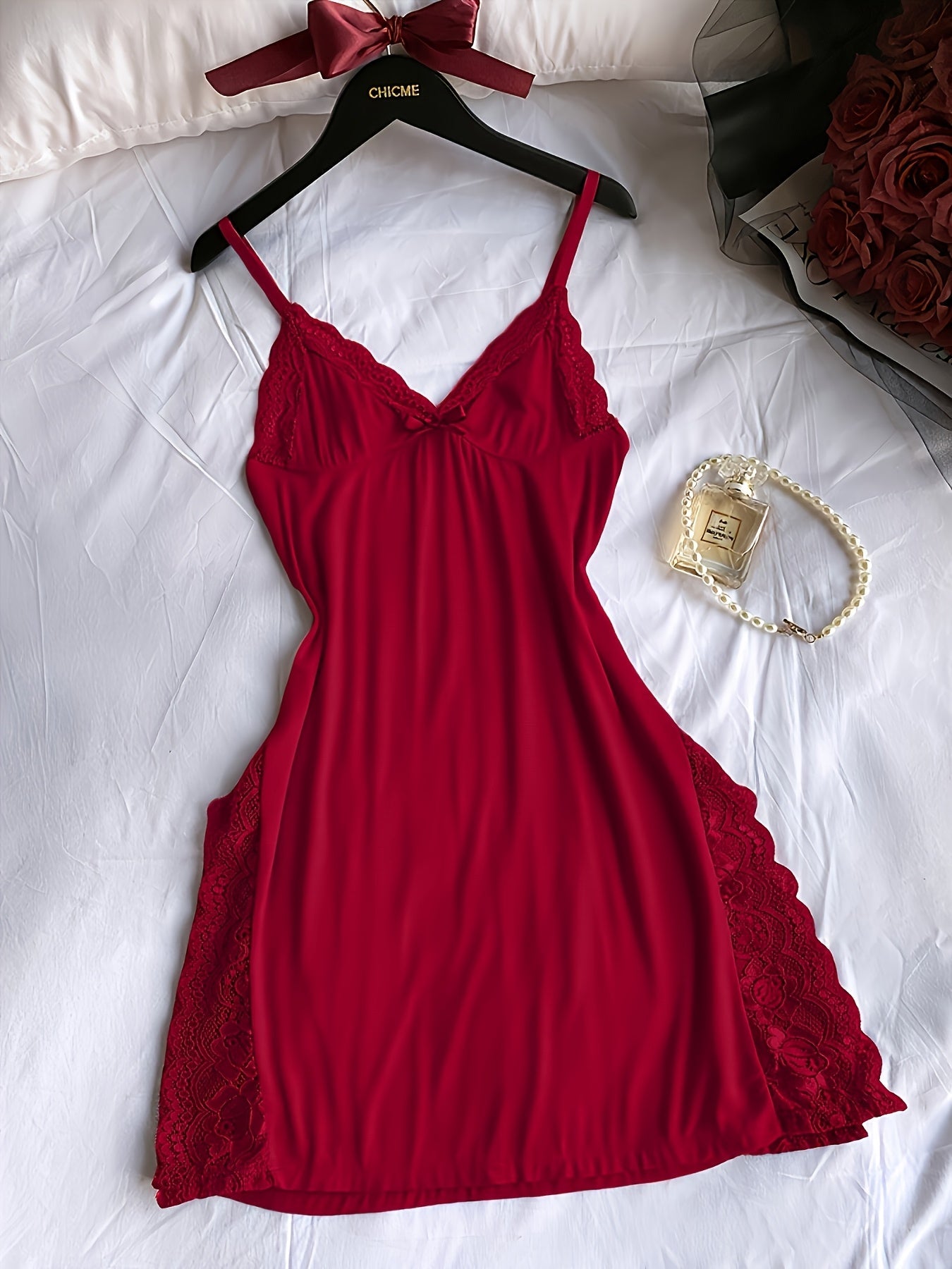 Women's 3-Piece Lace Sleepwear Set - Side-Slit Lace – view 8