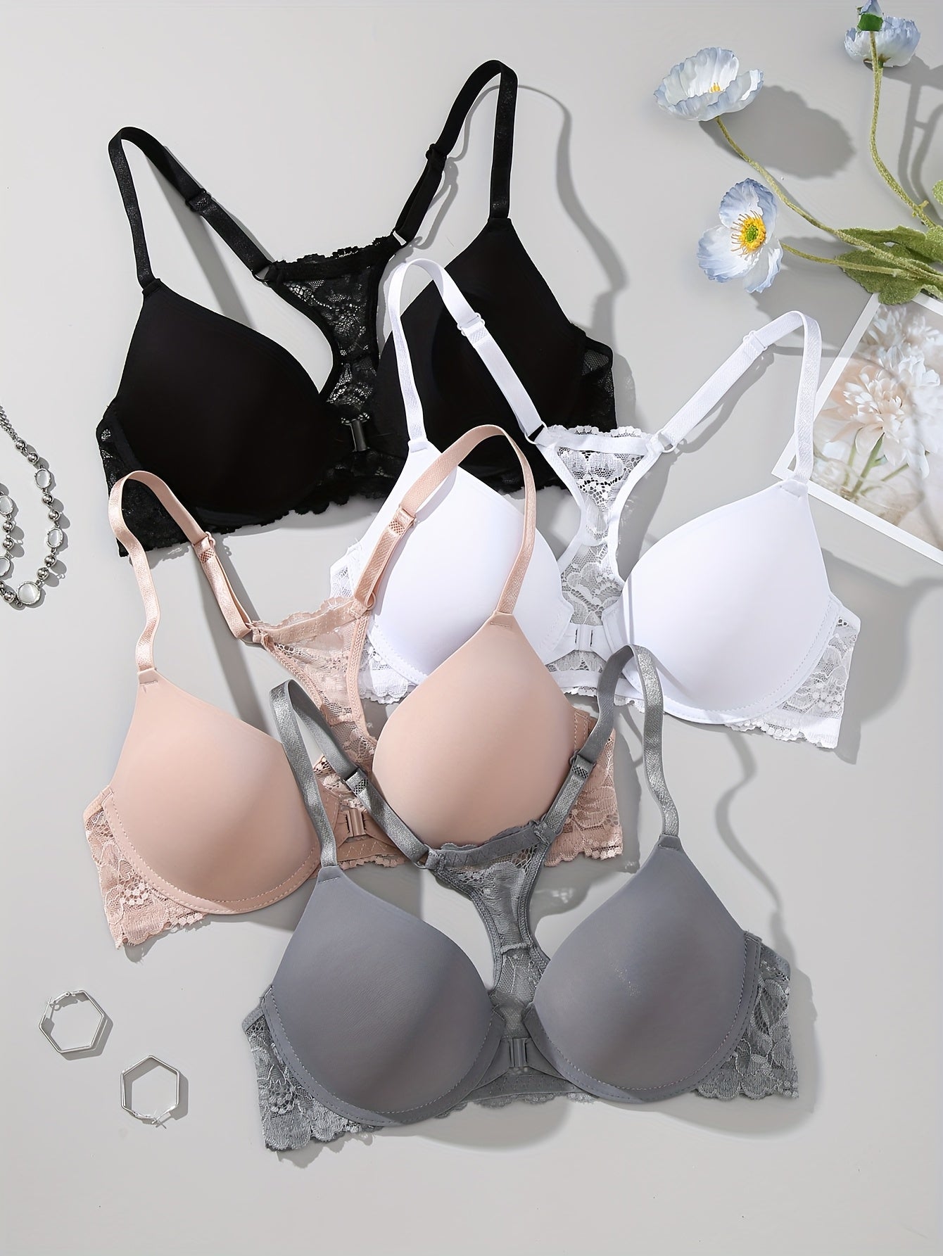 Women’s 4-Pack Bra - Lace Detail Comfort – Sizes EU 70A–EU 90C – main product image