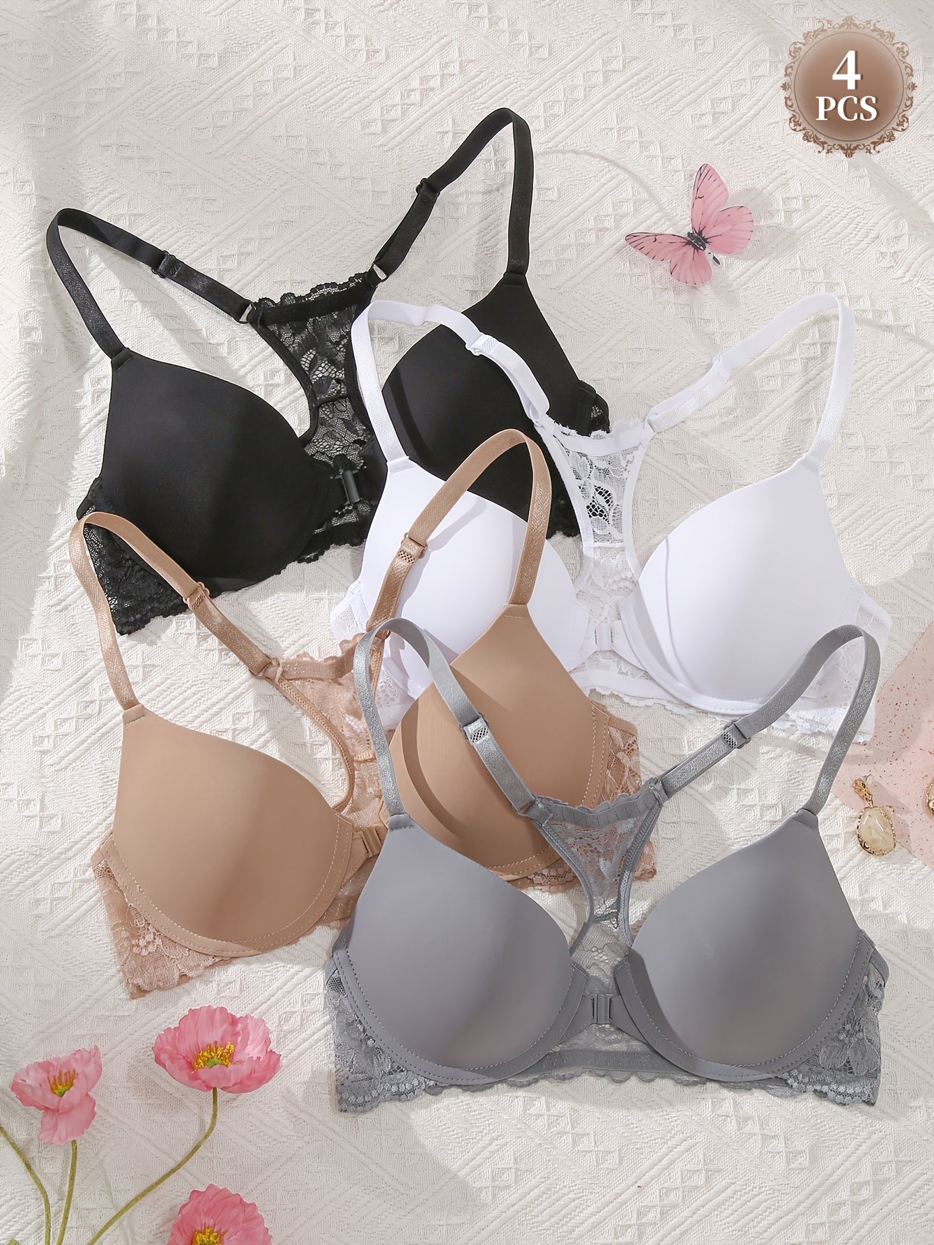 Women’s 4-Pack Bra - Lace Detail Comfort – Sizes EU 70A–EU 90C – view 6