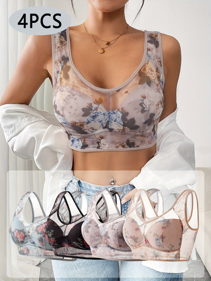 Women’s 4-Pack Bra - Lace Detail Comfort – Sizes S–XXL – main product image