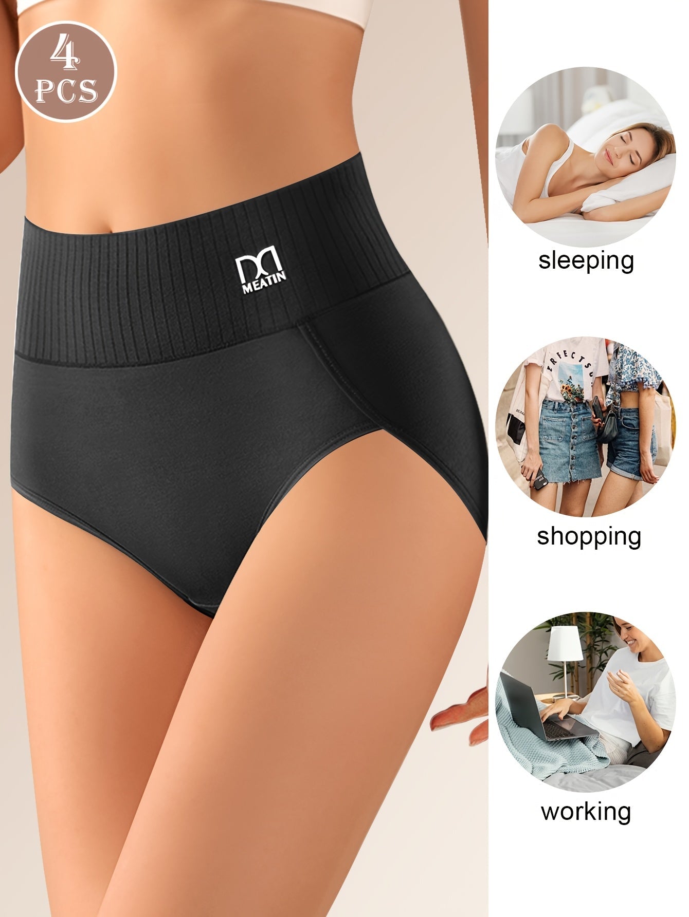 Women’s 4-Pack High-Waist Briefs - Breathable Daily Comfort – view 4