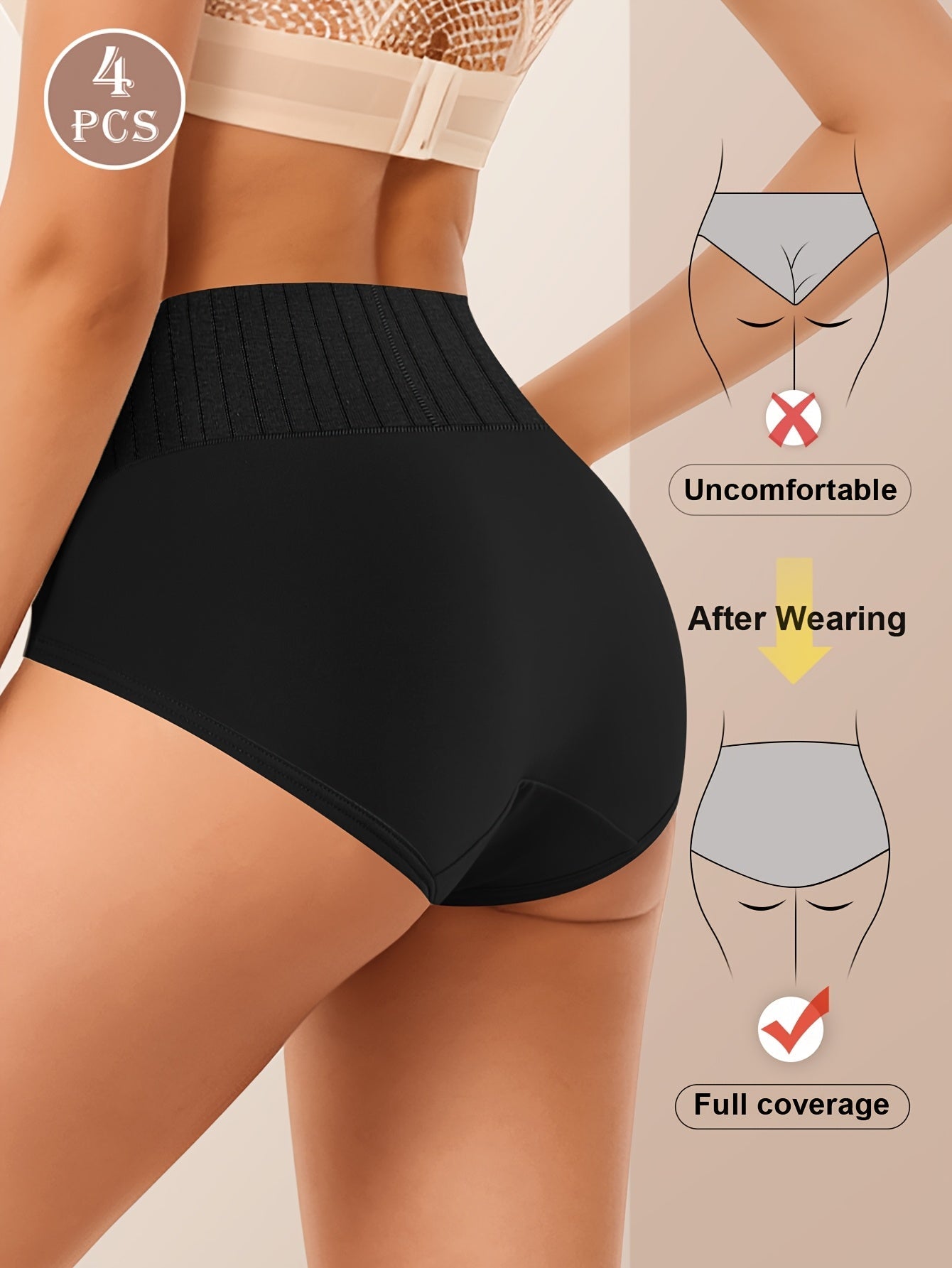 Women’s 4-Pack High-Waist Briefs - Breathable Daily Comfort – view 5
